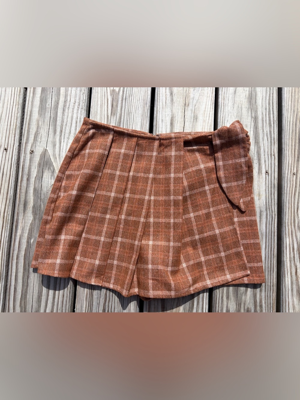 Blush Boutique Plaid Brown And Pink Skort Skirt Goth Punk 90’s Cottagecore Tie